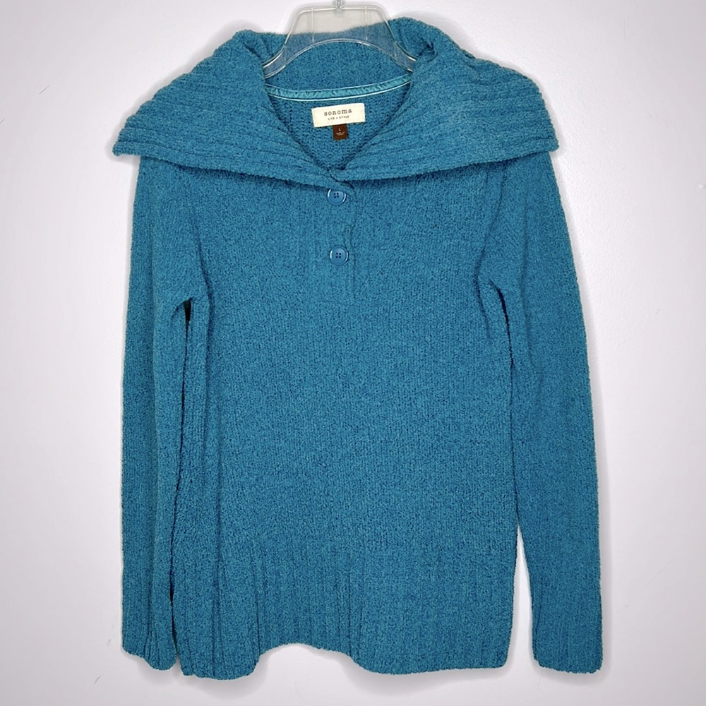 Sonoma Life + Style Cowl Neck Sweater Blue Green Size L